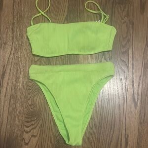 Hollister Neon Green Ribbed bikini Set xx